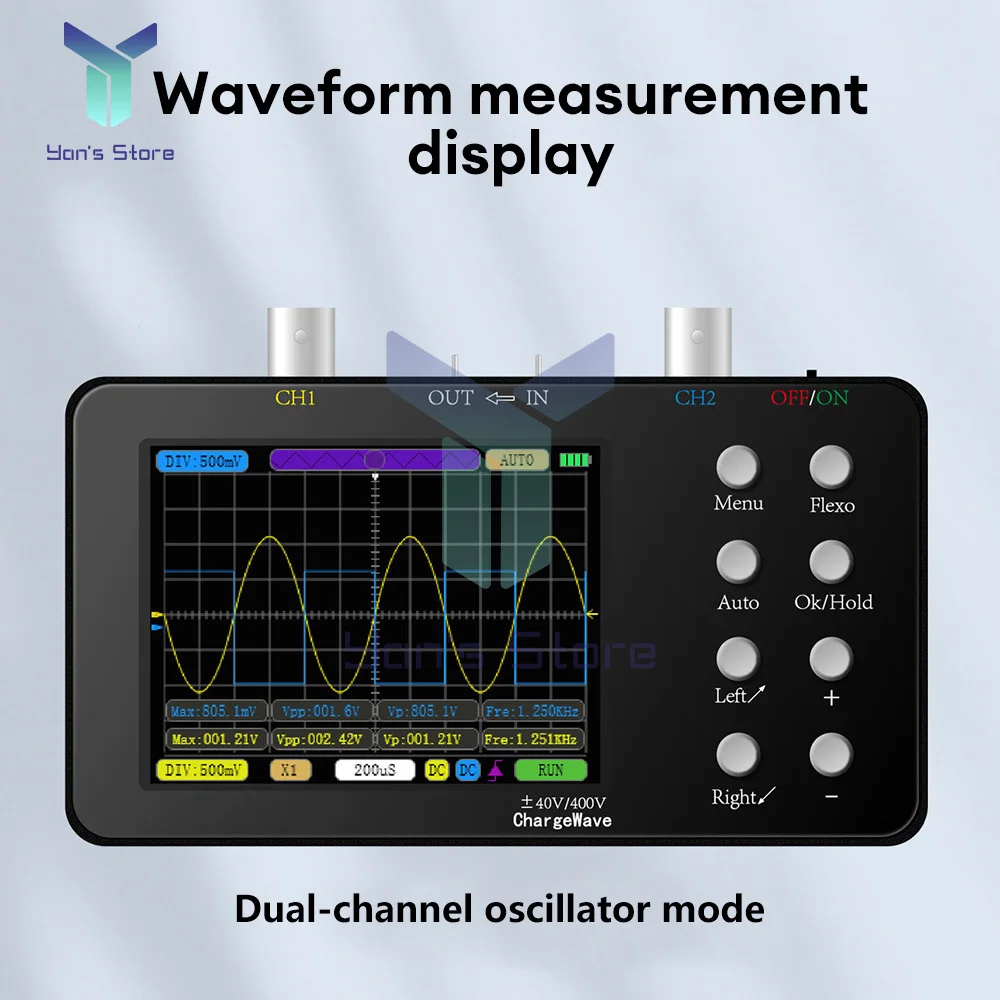 1 pz Digitale oscilloscopio Functie signal Generator 10MHz * 2 2.5ksa/S 2 In 1 Dual Channel oscillopop 10Mhz signal Generator