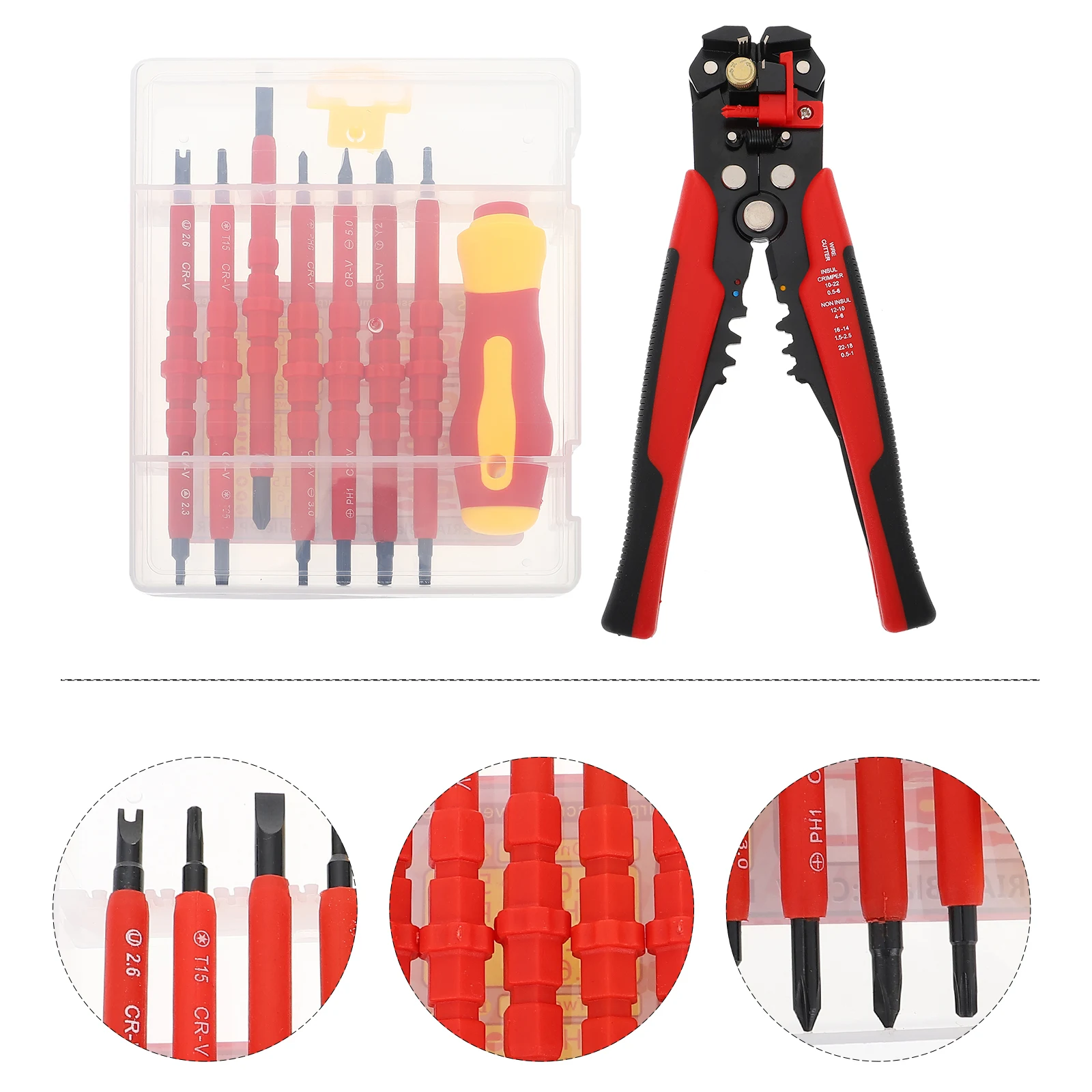 

Wire Strippers Screwdriver Kits Electrician Tool Insulated Terminals Crimping Pliers Durable Alloy Steel Plastic Ergonomic H