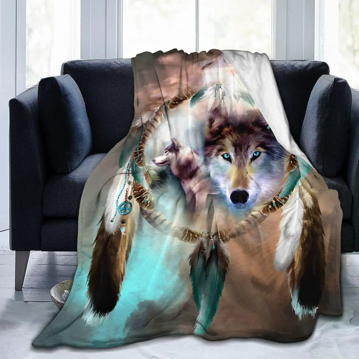 

Custommixall Wolf Blanket Fleece Throw Blanket for Wolf Totem Gifts for Women Men Girls Boys All Seasons Super Soft Cozy Plush