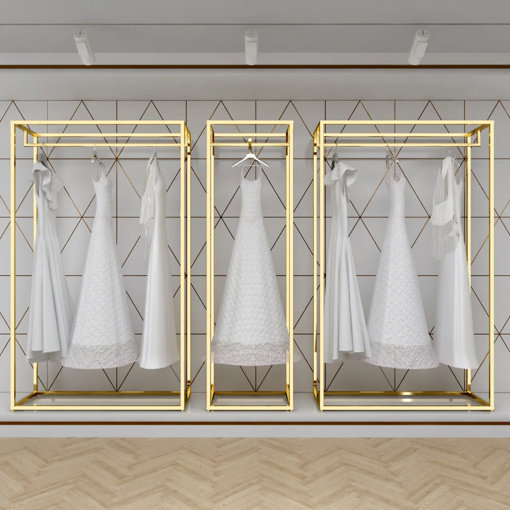 Wedding dress display rack floor-standing shelf gold special photo studio dress shelf wrought iron fashion wedding dress shop