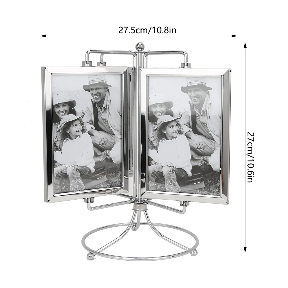 Metal Home Rotating Photo Picture Frame Restaurant Rotating Menu Frame For 4x6in Photo