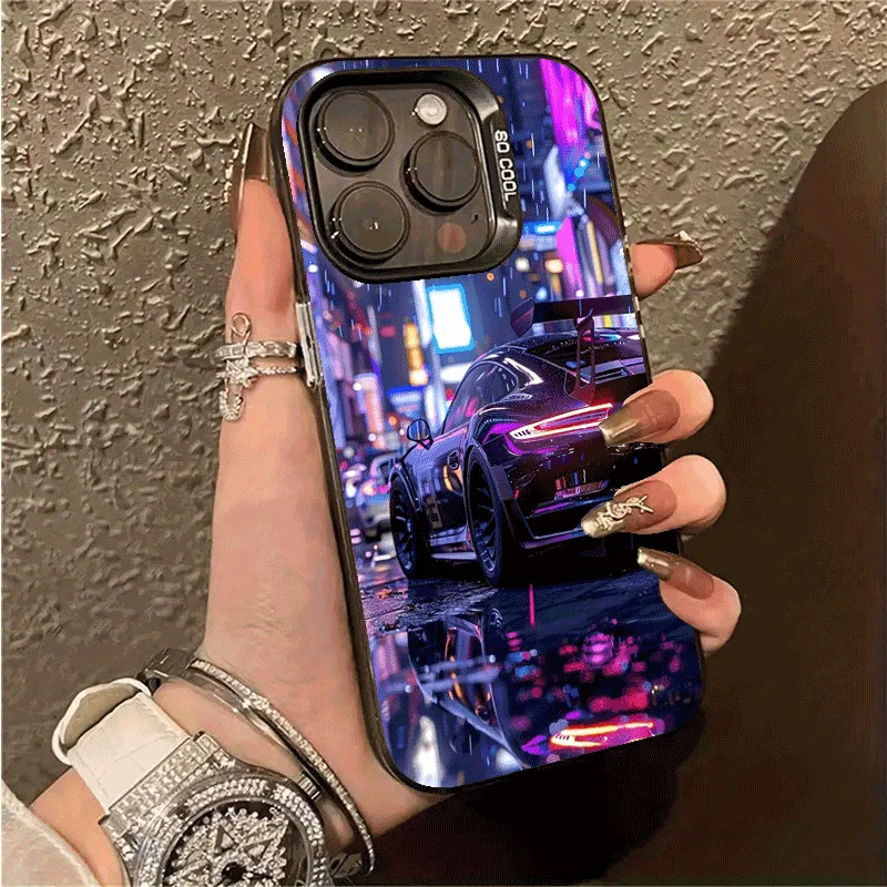 

Car pattern phone case for iPhone 16 15 14 13 12 11 Pro/ Max/Plus shock-proof rear cover anti-fingerprint