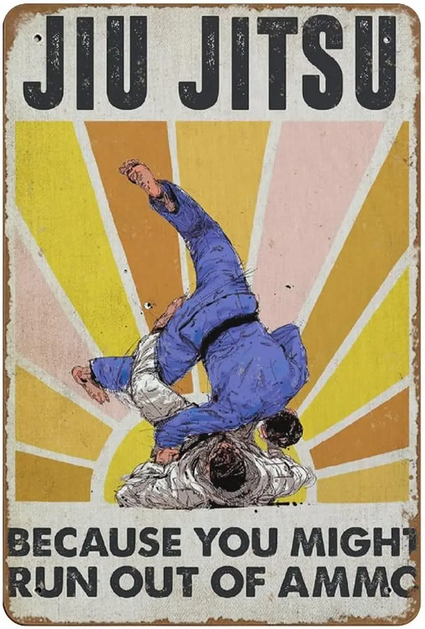 1p,Vintage Jiu Jitsu Because You Might Run Out Of Ammo Aluminium Wall Decor Metal Tin Sign Sign Christmas Gift For Home Living R