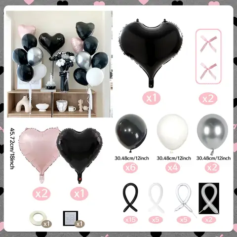 रिबन धनुष के साथ काले और गुलाबी गुब्बारे का सेट, जन्मदिन की पार्टी, शावर, सालगिरह का प्रस्ताव, शादी की सजावट, गुब्बारे, फोटो प्रॉप्स 8 best sales एक साल की जन्मदिन वाली लड़की - №3