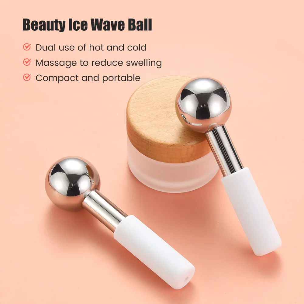 Facial Ice Globes Cold Hot Massager Stainless Steel Facial Roller Skin Beauty Spa Cooling Globe Massage Ball Face Freeze Stick