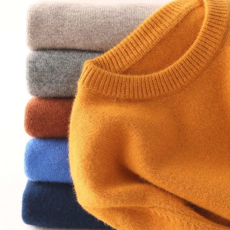 

Cashmere Cotton Blend Pullover Men Sweater 2024 Autumn Winter Classic Solid Color Jersey Hombre Pull Homme Man Knitted Sweaters