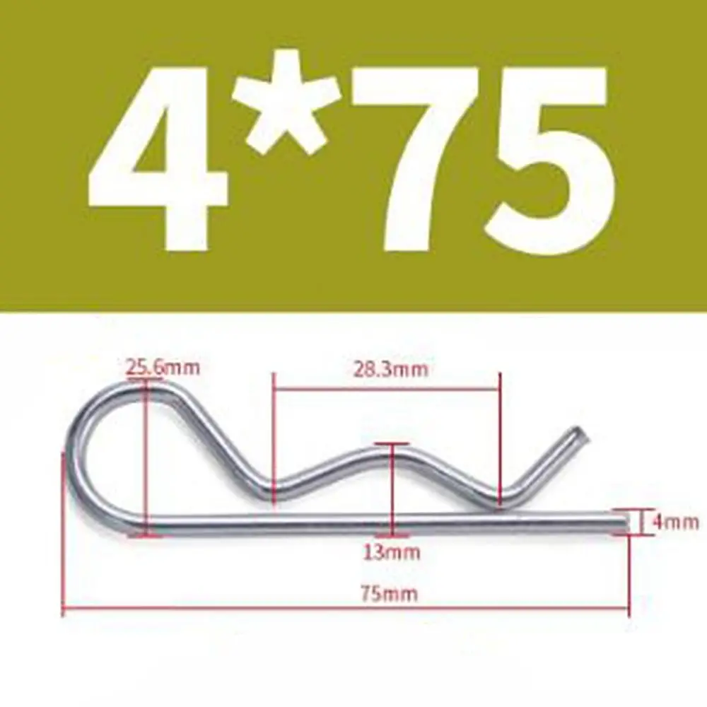 10 Stuks 5/32X2-15/16-Inch Splitpen Zink-Platin Zilveren Veer Staal R Clips M 4 × 75Mm Assortiment Kit Boerderij, Gazon, Tuin