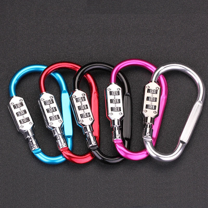 Bicycle Anti-theft Lock Carabiner Password Aluminum Alloy Hiking Bag Luggage Security Carabiner Lock3 Dial Password Padlock Tool