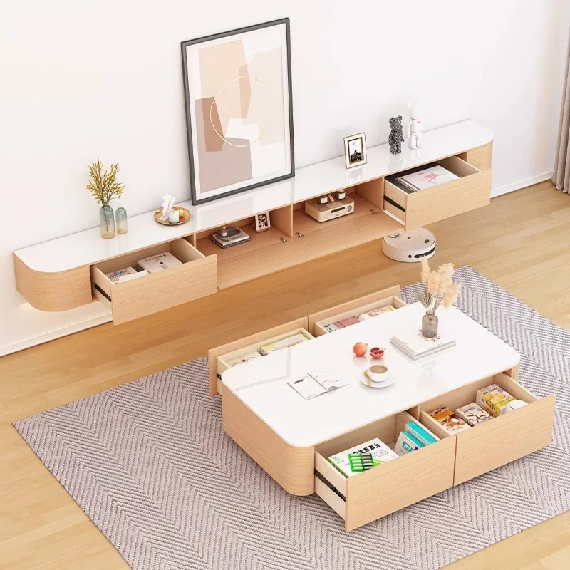 

Log wind modern TV cabinet suspended solid wood small apartment living room new hanging rock slab suspended TV cabinet