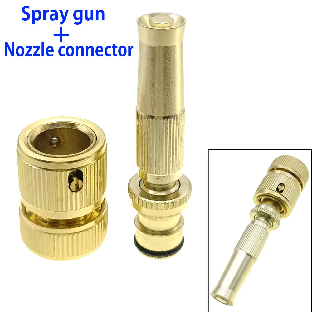 

Copper Nipple Direct Water Spray Gun Head Spray Nozzle Car Wash Water Quick Connector Home Garden Hose Adjustable Gun
