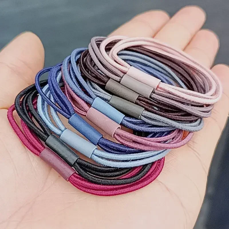 New 10PCS/3in1  Women 5CM Basic Nylon Elastic Hair Bands Ponytail Hair Scrunchie Rubber Bands Headband Hair Accessories Headwear