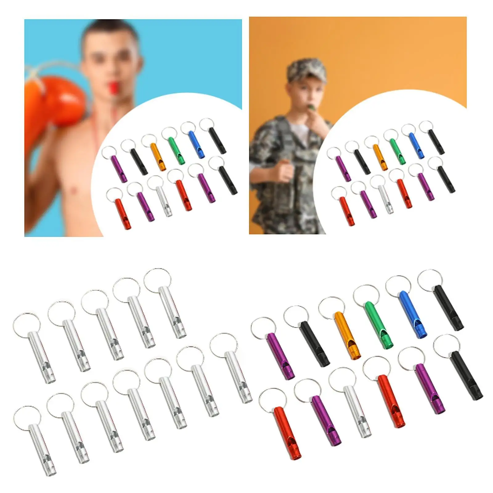 12 Pieces Survival Whistles Outdoor Whistles Aluminum Alloy Portable Dog Training Whistles Signal Whistles for Outdoor Sports