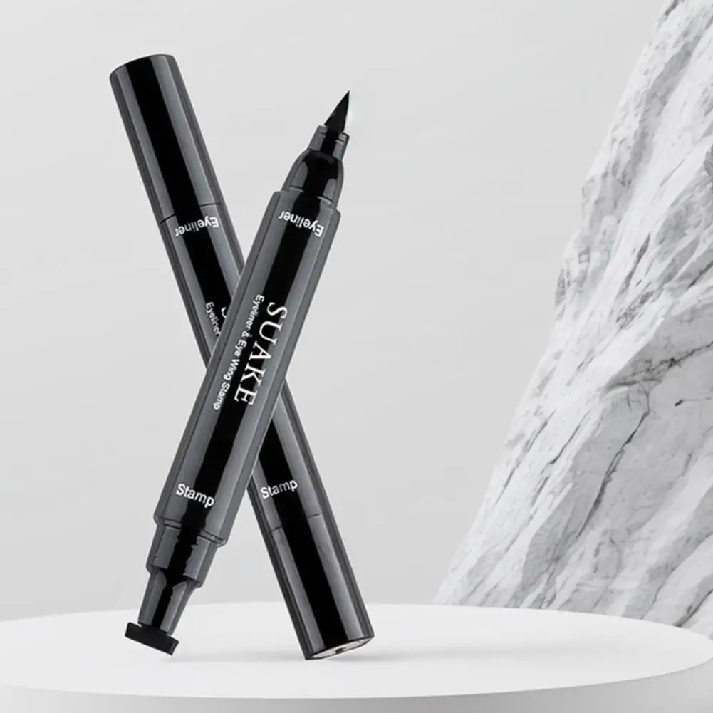 Delineador líquido fácil de usar, carimbo à prova d'água, caneta delineadora de ponta dupla, secagem rápida para asa de olho de gato, anti-manchas