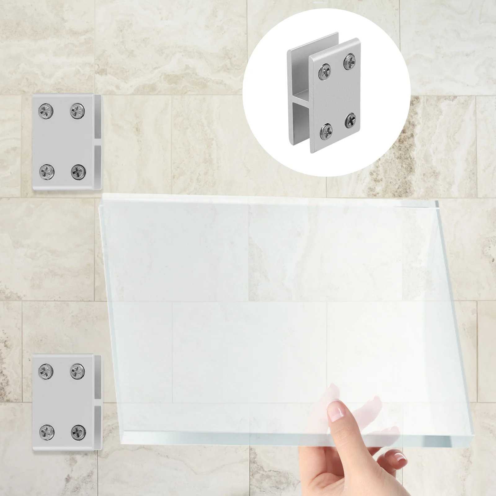 

4Pcs Glass Clamp Brackets Aluminium Alloy Premium Metal for 10-12mm Glass Shelf Holder Rust Corrosion Resistant