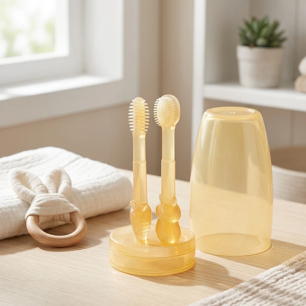 

Набор для ухода за полостью рта младенцев: силиконовая щетка-очиститель для языка и мягкая зубная щетка для тренировки чистки молочных зубов