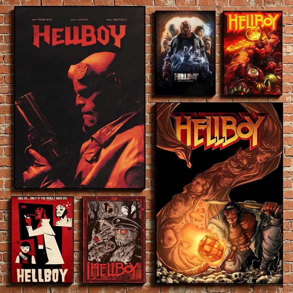 Cool Movie H-Hellboy Poster HD Self‑Adhesive Art Print Home Wall Ornament for Clubs Cafe and Living Room Decoration