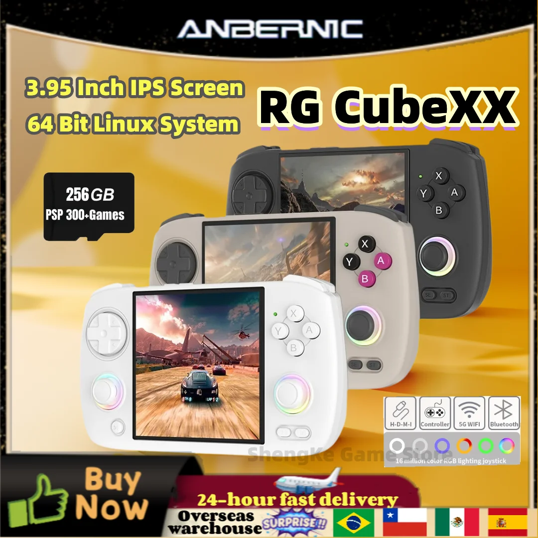 

ANBERNIC RG CubeXX Retro Handheld Game Console 3.95 Inch IPS Screen Linux RGCubeXX RGB Joystick Video Gaming Console WiFi PSP