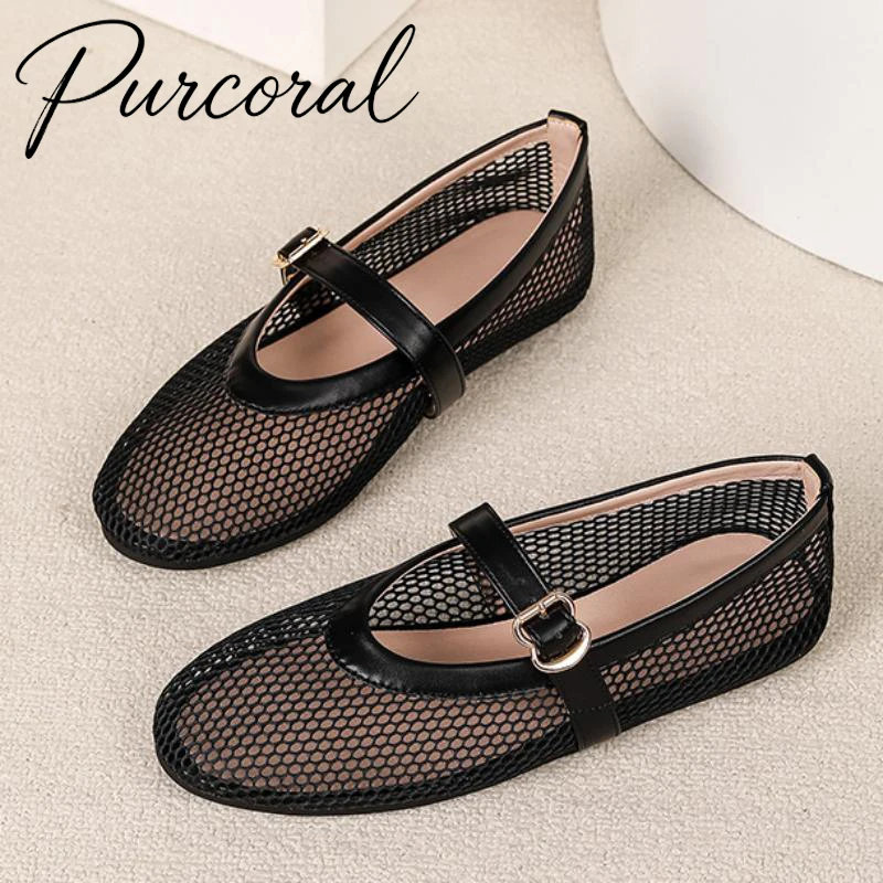 scarpe-da-donna-in-rete-traforata-purcoral-2026-punta-arrotondata-fibbia-singola-dorata-traspiranti-estive-ballerine-basse-da-donna