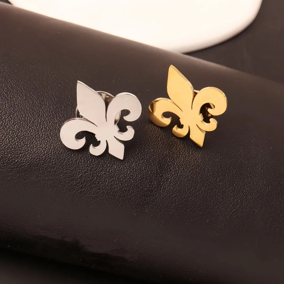Edelstahl Fleur-de-Lis Brosche Blume Lilie Heiliger Nikolaus Lotus Katholische Königlichkeits-Kleidungsabzeichen für Accessoires Anstecknadeln für G