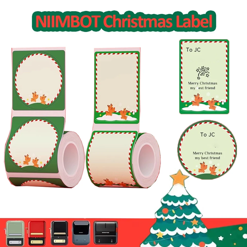 

NiiMBOT-Christmas Series Label Paper, Suitable for B1, B21, B203, Waterproof Pattern Sticker, B3S, Thermal Paper