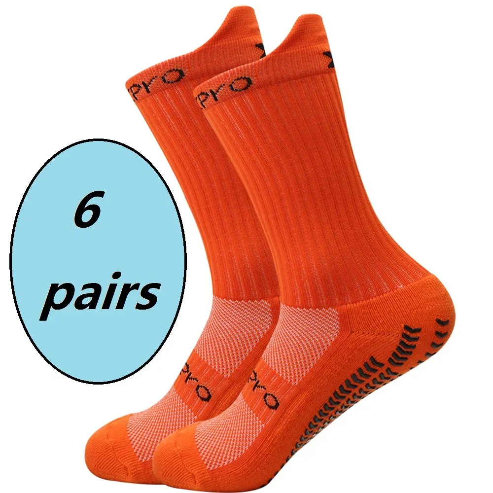 6 Pairs Anti-Slip Grip Socks, Powerful Grip Football Socks, Breathable Men Sports Socks, One Size Fits All