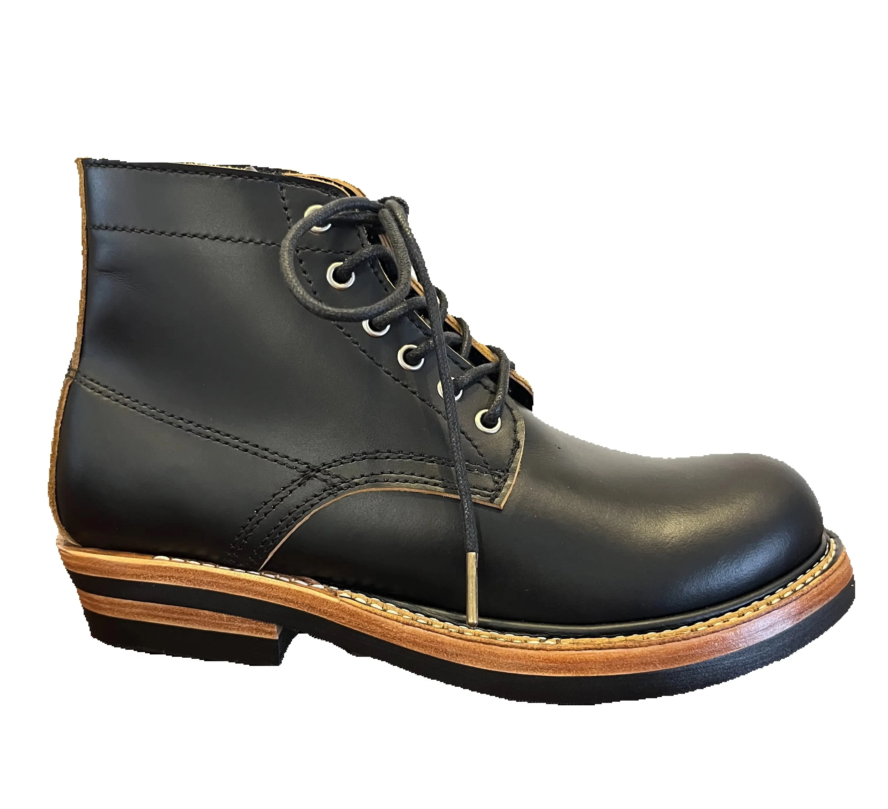 AL410 Men Vintage Full Grain Leather Work Boots Goodyear Welt Cap Toe Ankle Boots Non Slip Thick Sole Motorcycle Combat Boots