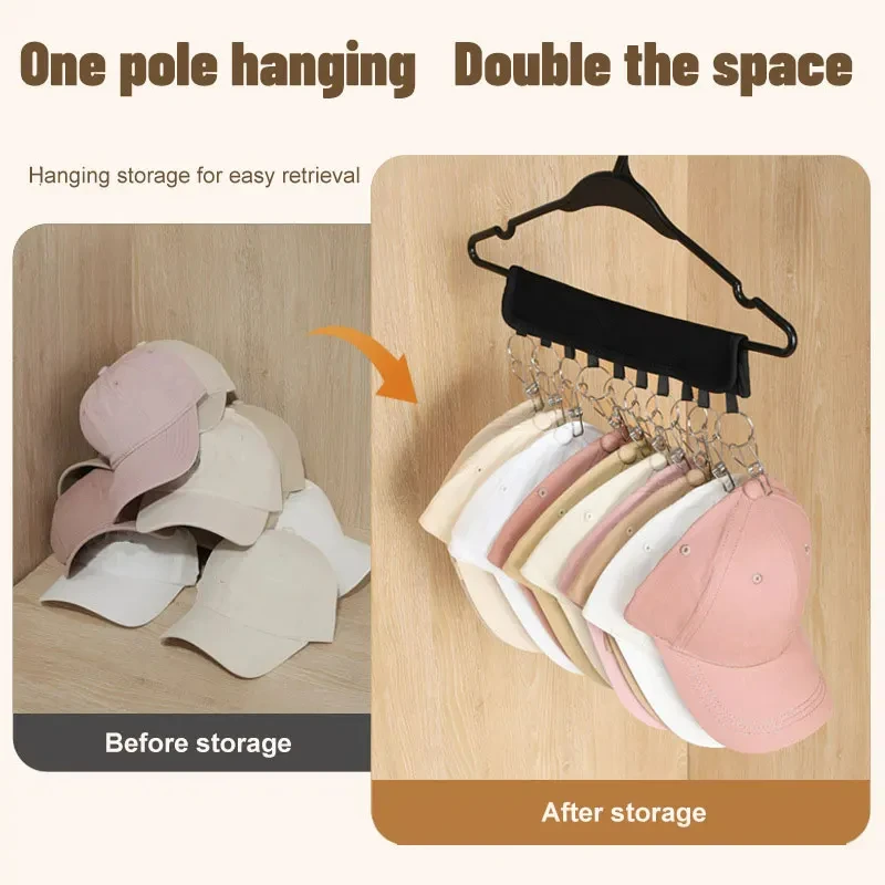 Multi functional baseball cap storage clip, fabric portable storage clip, foldable travel coat clip, hat storage rack image 3