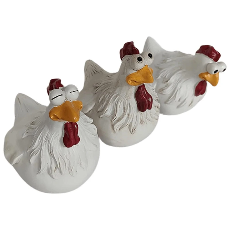 

Chicken Fence Decoration Funny Farm Chickens Statues Resin Fence Chickens Decor Outdoor Real Animal Statue