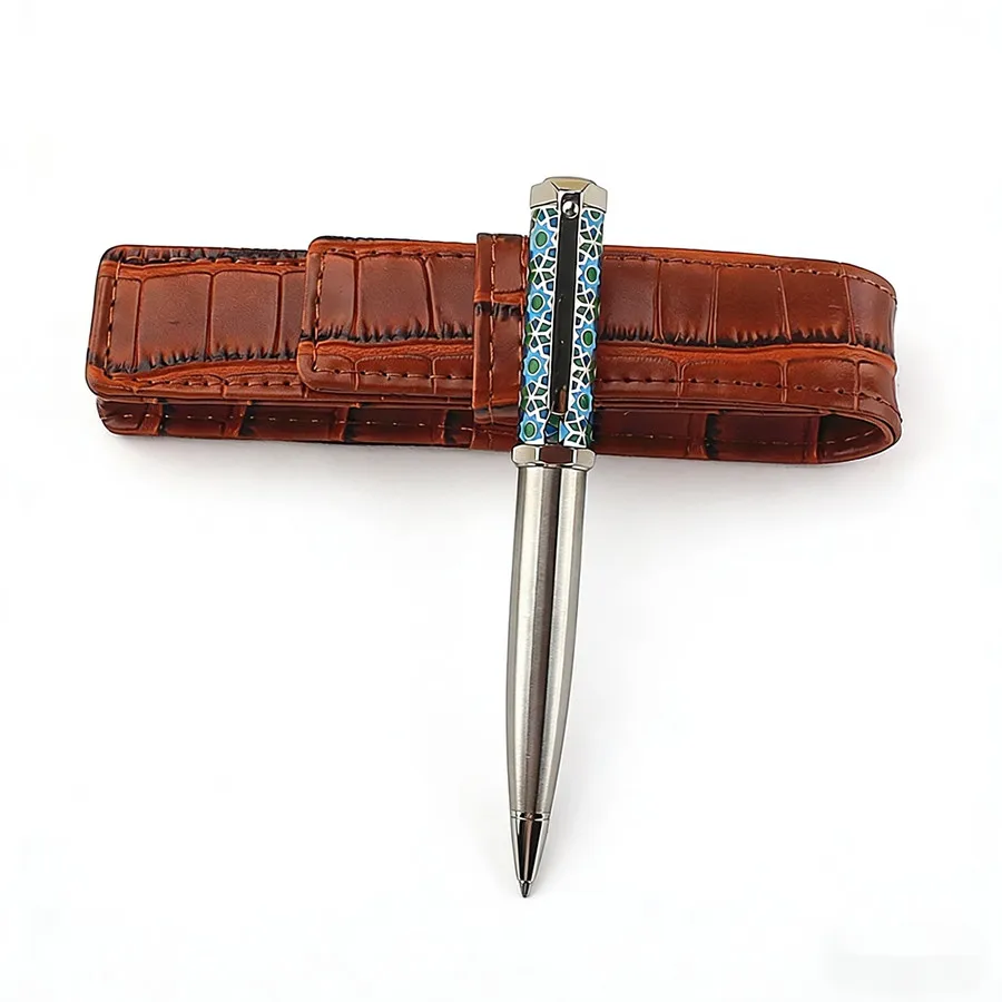 

Vintage Circular Dot Pattern Ballpoint Pen | Shiny Metal Body Decorative Ball Pen | High-end Gift for Office & Collection