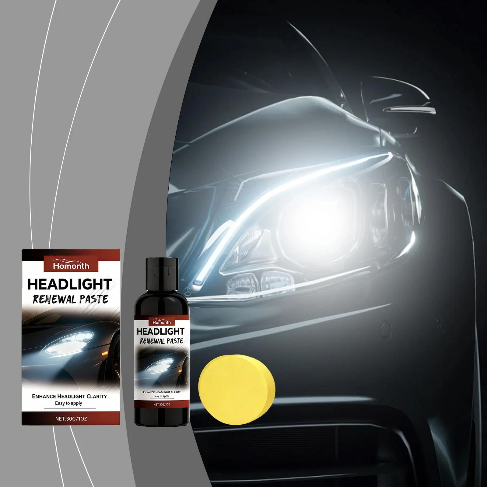 

Car Headlight Care Cream Lamp Surface Cleaner Polish Help Boost Clarity Reduce Yellowing Hazing Easy Wipe Effortless Auto Care