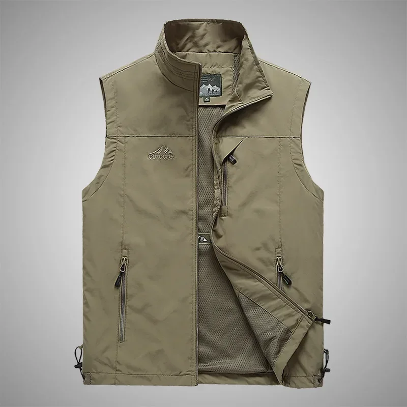 Autumn Men Waistcoat Outdoor Leisure Solid Sleeveless Jacket Young Middle-aged Photography Fishing Casual Vest Male summer