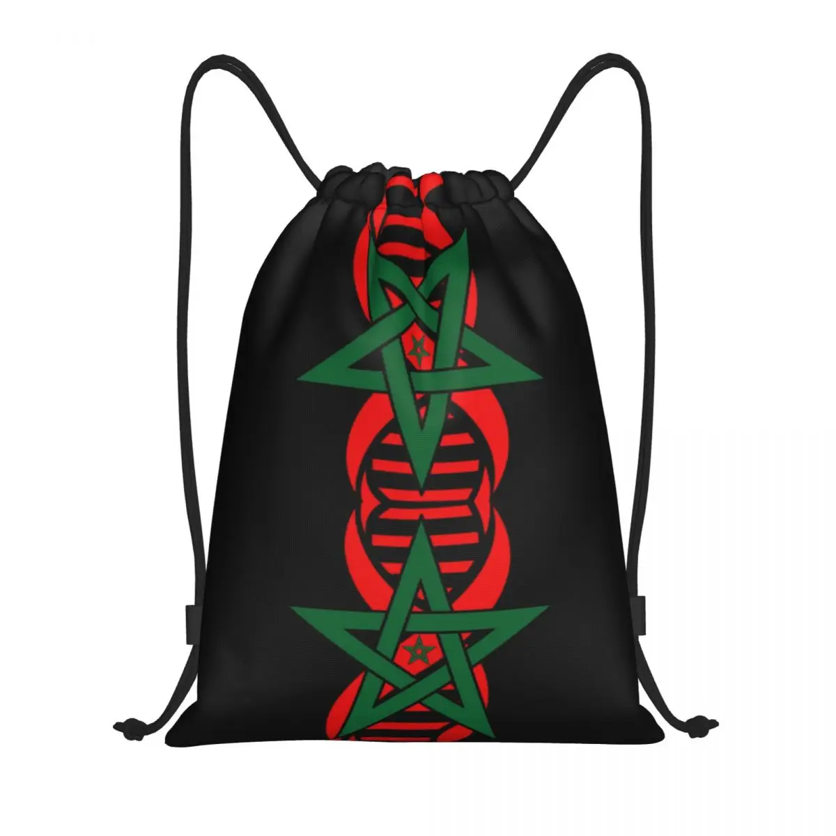 Sacos de cordão para homens e mulheres, leves, ginásio esportivo, mochila de armazenamento, bandeira marroquina, está no meu DNA, personalizados