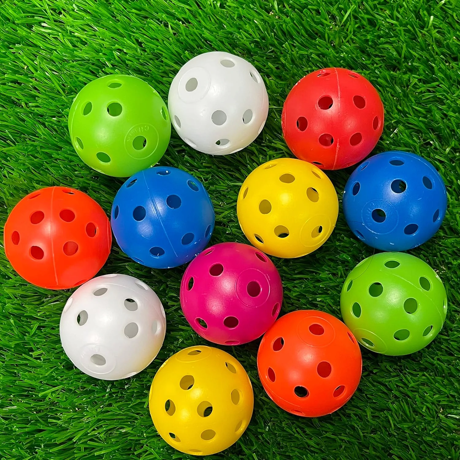 

Energetic and thrilling, the 12-piece plastic ball cat toy set from Enerkeen features 26 holes for hours of engaging play - A du