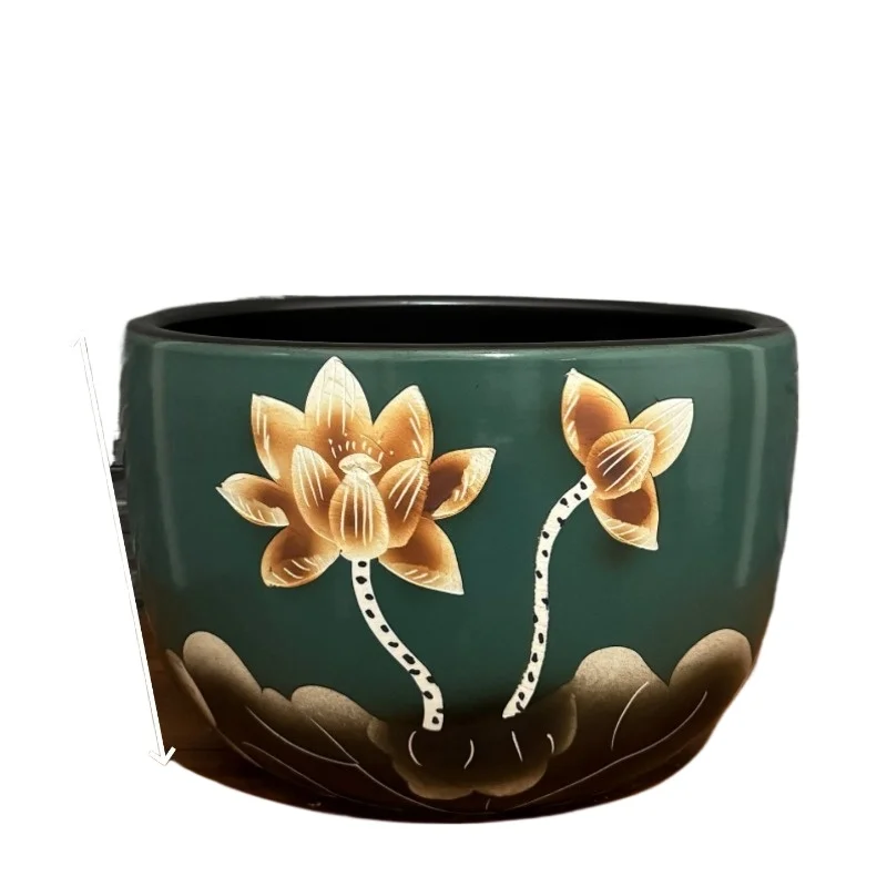 

Ceramic table wash basin, heightening wash basin, deepening artistic foot bath, round retro antique foot bath basin