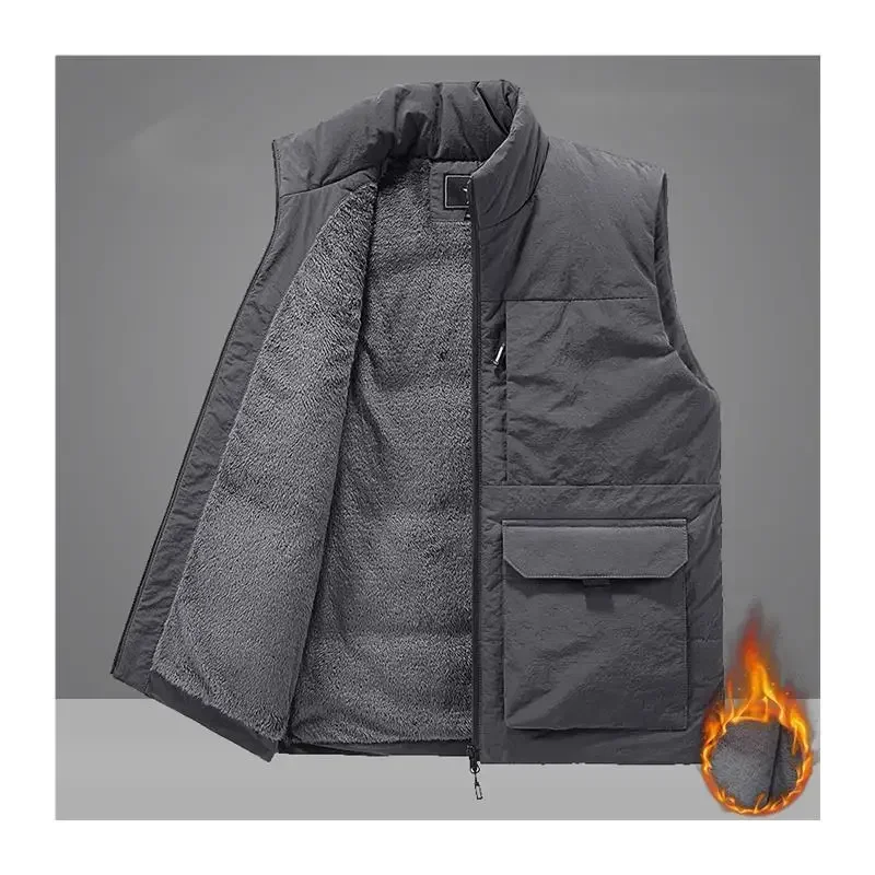 Winter Padded Vest for Man Wool Coat Male Working Vest Coats Men Sleeveless Vest Jackets Warm Waistcoats Clothing Plus Size 6XL