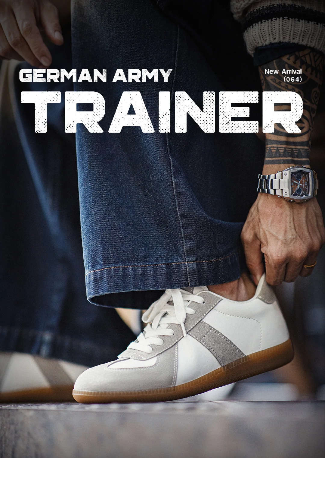 MADEN Men's 38- GATS White Hidden Elevator Height Increasing Trendy Low Top Sneakers Unisex Versatile Casual Shoes Autumn