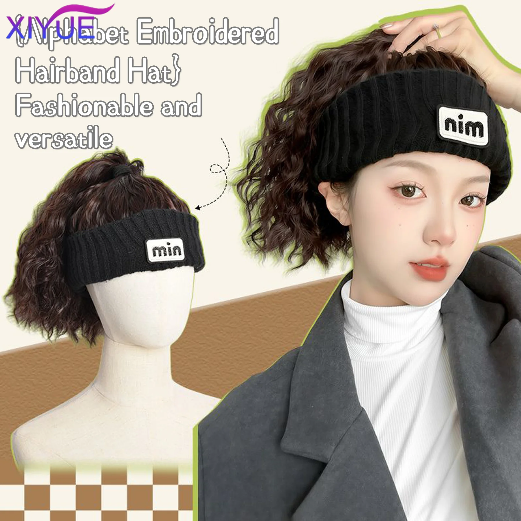 XIYUE Synthetic Short Curly Ponytail Hat Wig Natural Fake Hair Extension Wig wiht Hat Adjustable Shade Baseball Cap Wig ﻿