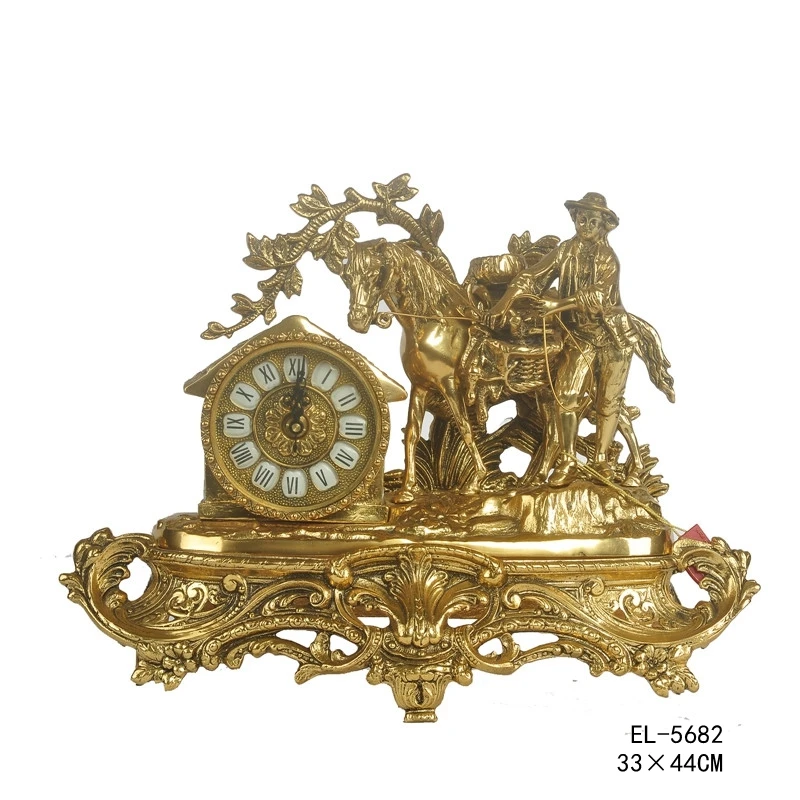 European-style Living Room Desk Clock all Copper Retro Gold Rush Character Classic European Dream Clock