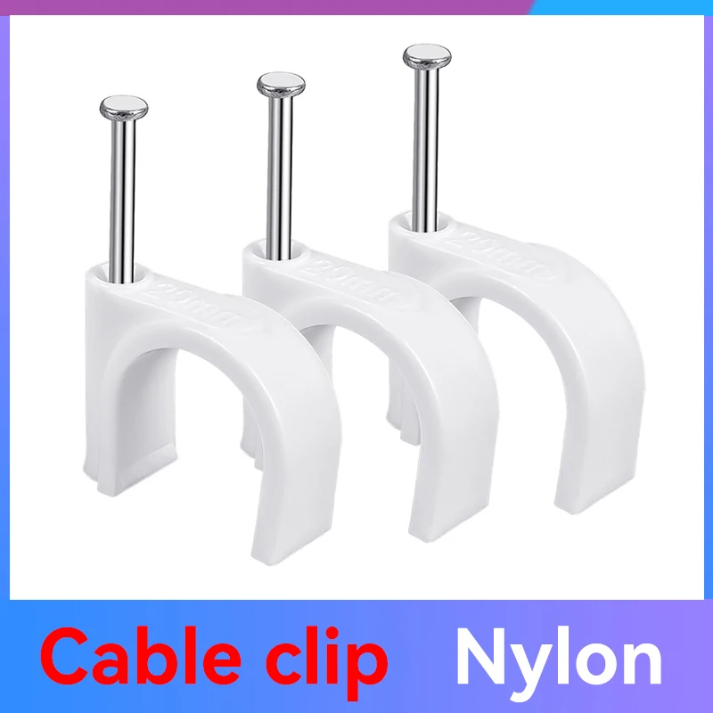 100pcs 6mm Round Steel Nail Cable Wire Wall Hanging Screw Clips Cable Clip For RG59 RG6 White High Quality Low Price Favorable