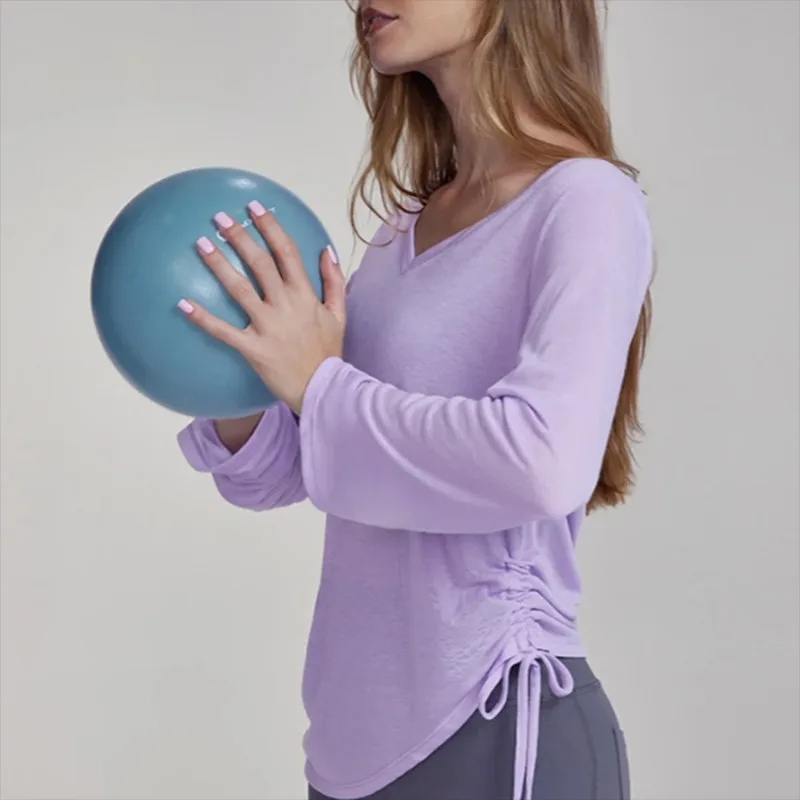 

Oversized Long Sleeve T-Shirt for Women Drawstring Fashion Top Loose Fit Lounge Shirt Hip Length Cover Up for Yoga Casual Wear