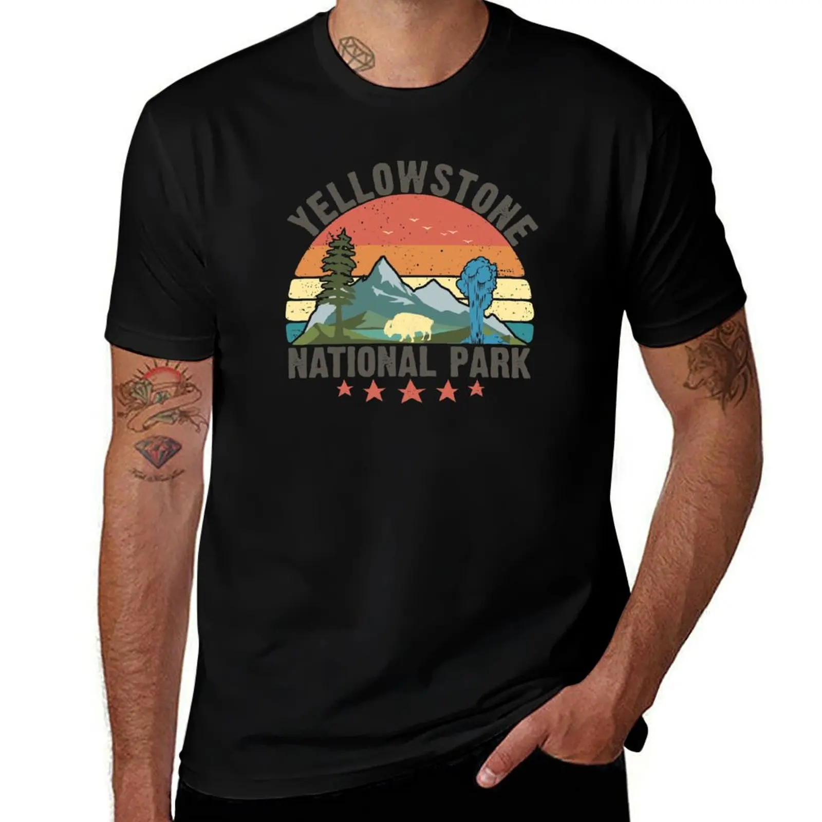 

Yellowstone National Park Wyoming mountains landscape volcano geyser T-Shirt essential t shirt cotton t shirts high quality