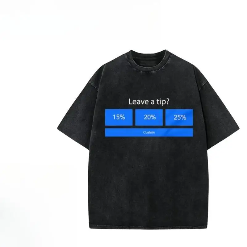 

Washed Vintage Oversized T Shirt Funny Tip Slogan Graphic Tees Hip Hop Loose Casual Top for Barista Restaurant Worker Gift