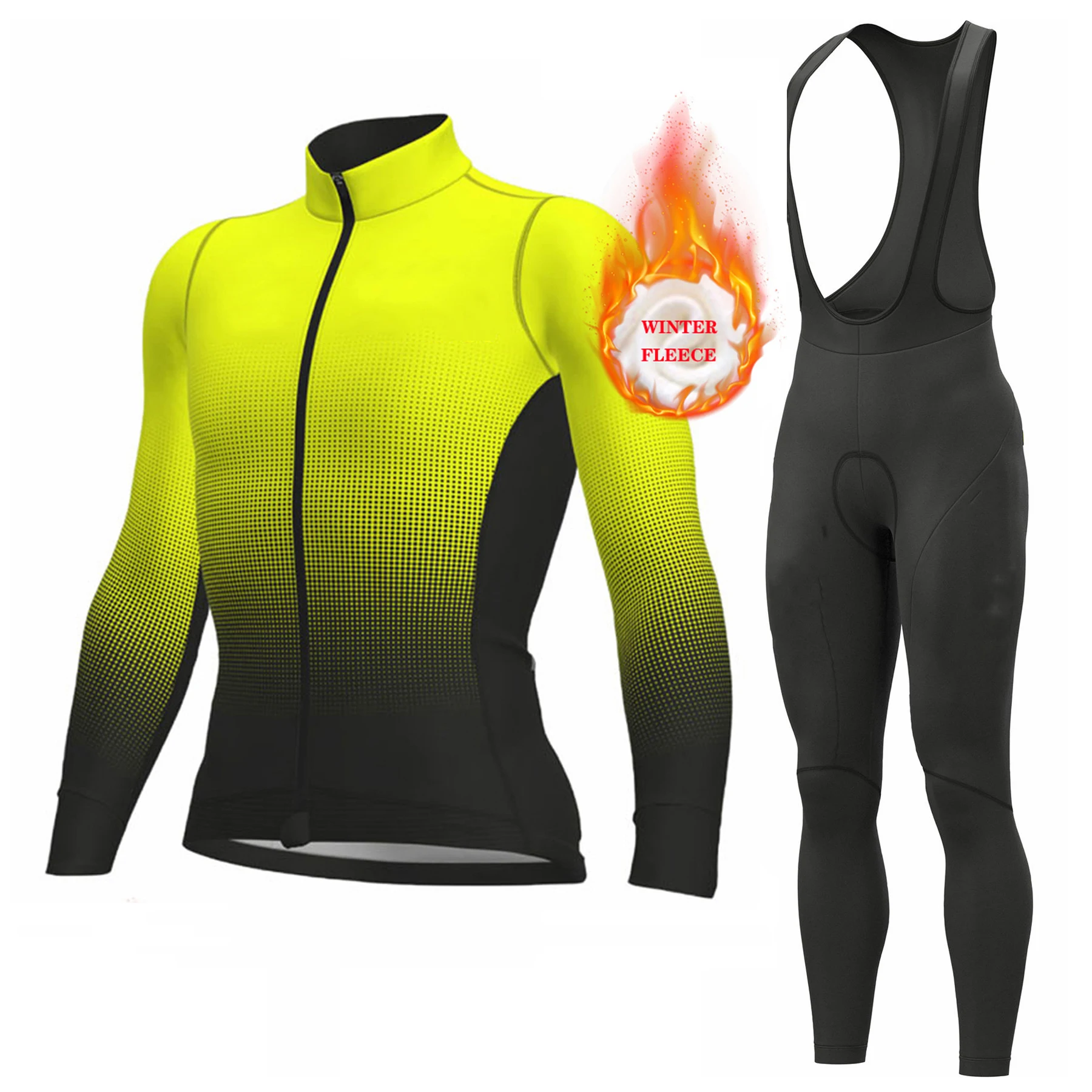 فريق 2026 الشتاء طويلة الأكمام الحراري الصوف الدراجات جيرسي مجموعة مريلة السراويل Ropa Ciclismo دراجة الملابس الجبلية دراجة جيرسي موحدة #4