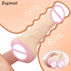 Realistic Huge Dildos Three Uses Delay Ejaculation Reusable Penis Enlargers Soft Pussy Cup Masturbator Big Penis Unisex Sex Toys