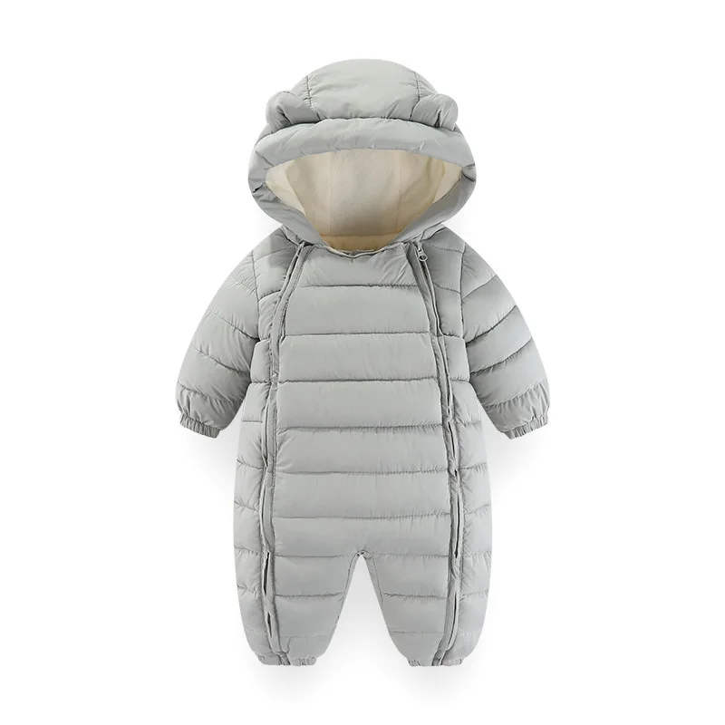 Newborn Baby Boy Girl Fleece Inside Hooded Cotton-padded Romper Coat Infant Toddler LongSleeve Warm Jumpsuit Winter Clothes 0-2Y