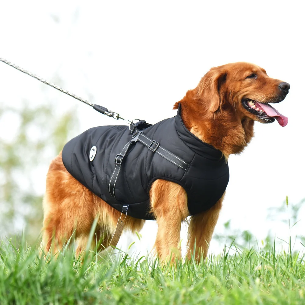 Winddichte Hond Koud Weer Jas Huisdier Winter Outdoor Jas Met Riem Ring Comfy Katoenen Kleding Waterdicht Vest Voor Grote Honden