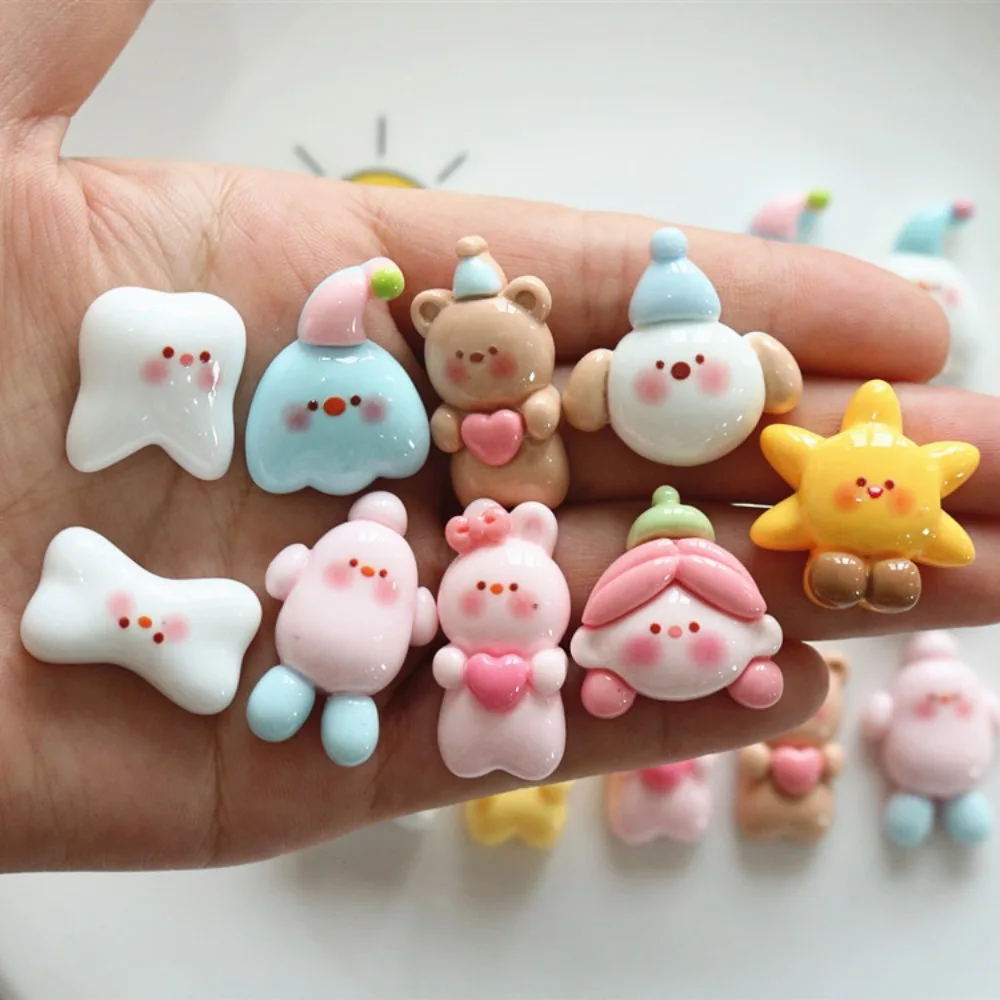 10pcs Cute Cartoon Kawaii bear teeth Flat Back Resin DIY Scrapbooking Cabochons Decoration Accessories