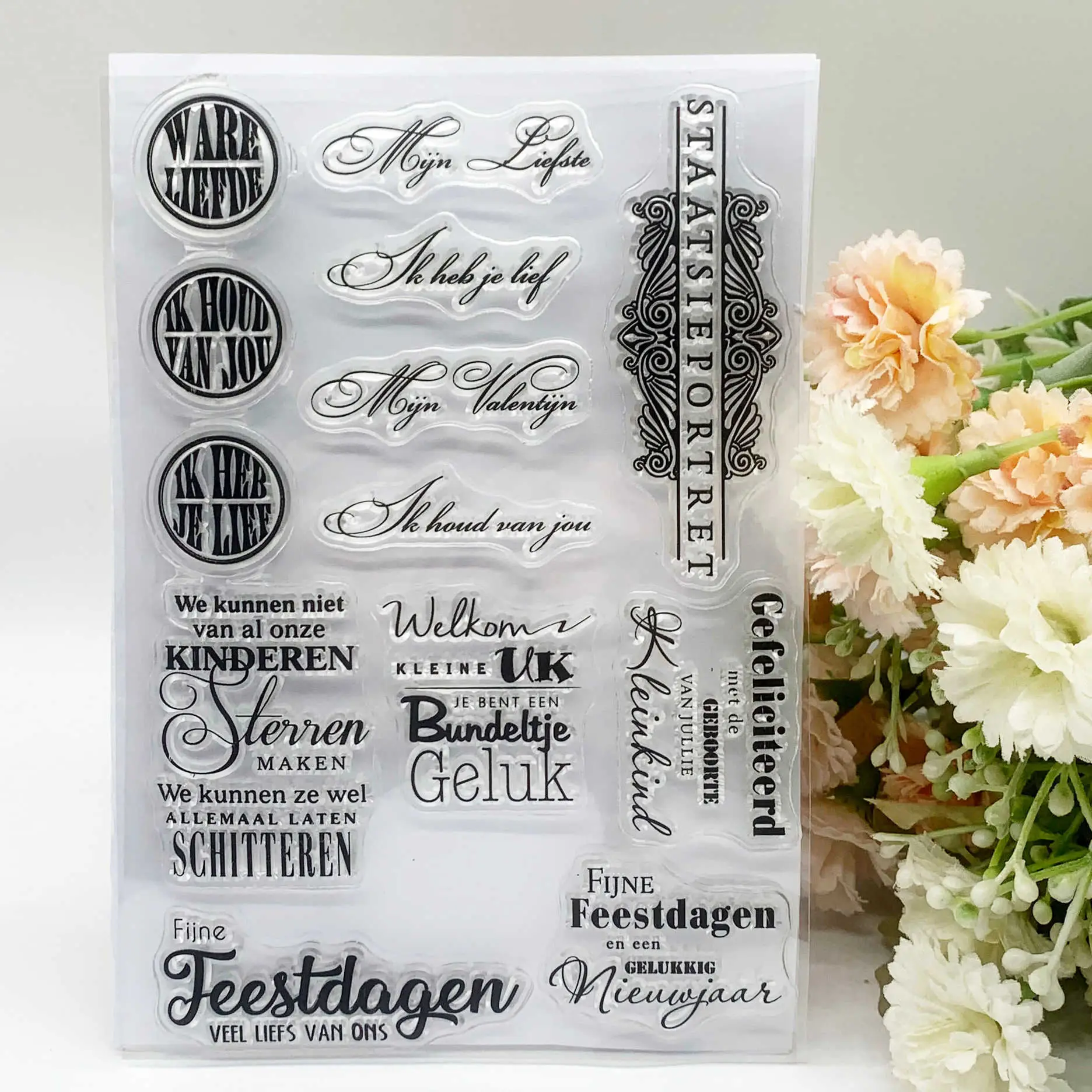 Dutch Word Text Transparent Clear Pattern Stamps For DIY Scrapbooking/Card Making/Kids Chri stma Fun Decoration Supplies