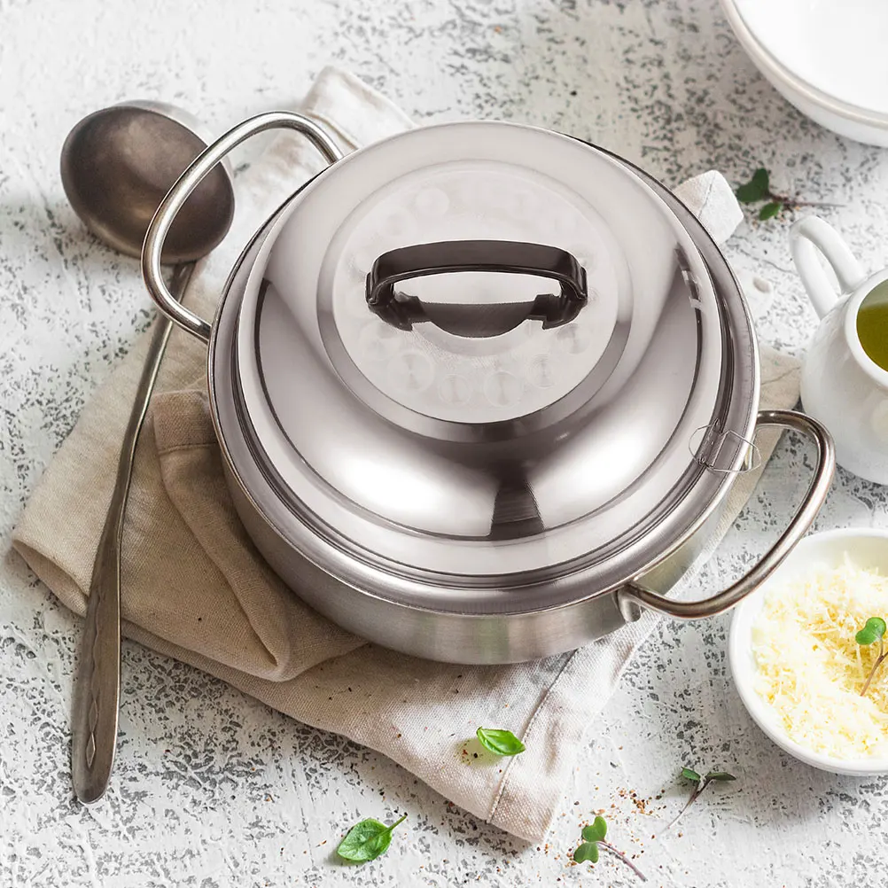 

2 Pcs Pot Cover 28 5cm Stainless Steel Explosion Proof Drip Proof Anti Oil Splashing Heat Resistant Universal Lid Kitchen Gadget