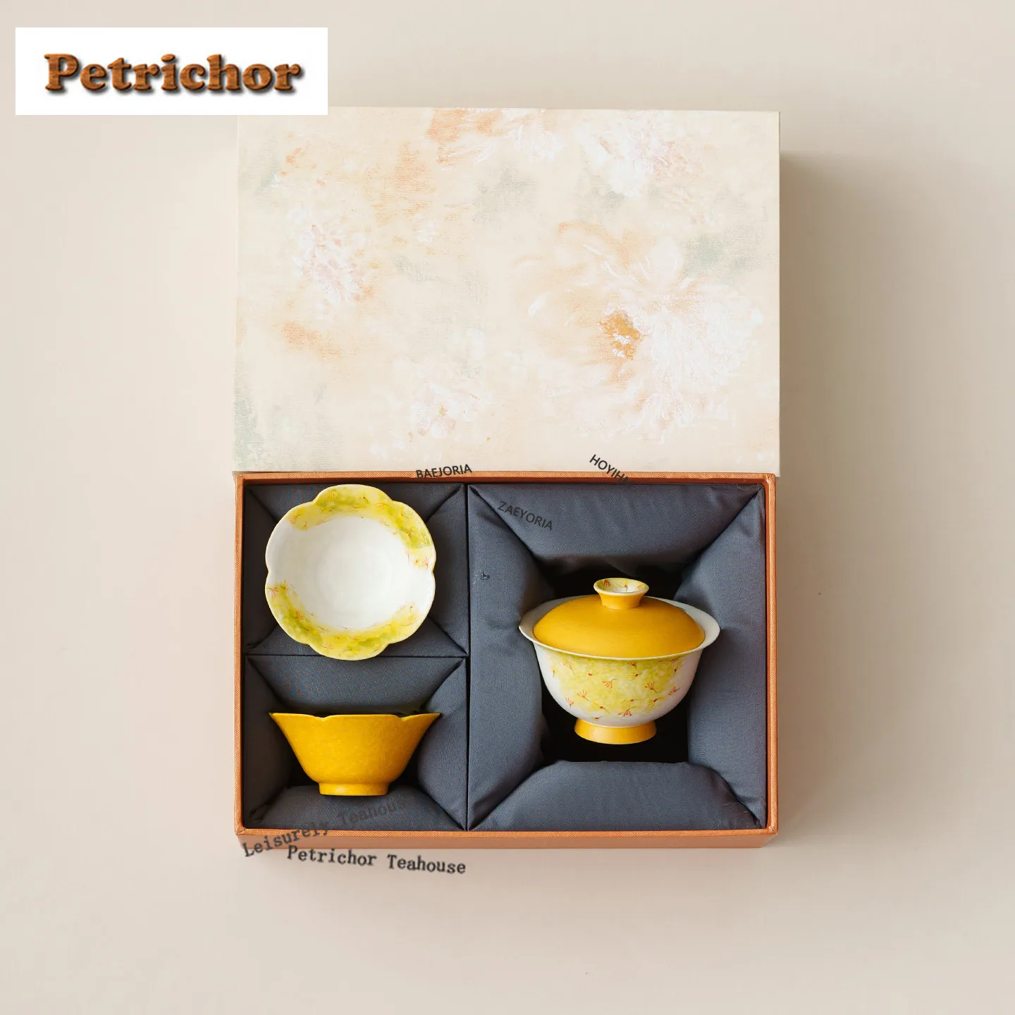 HOYIHM Hand-painted Yellow Flower Tea Set Complete Set Handmade Tea Ceremony Set Tea Making Teapot And Tea Cup Set Teaware Gift